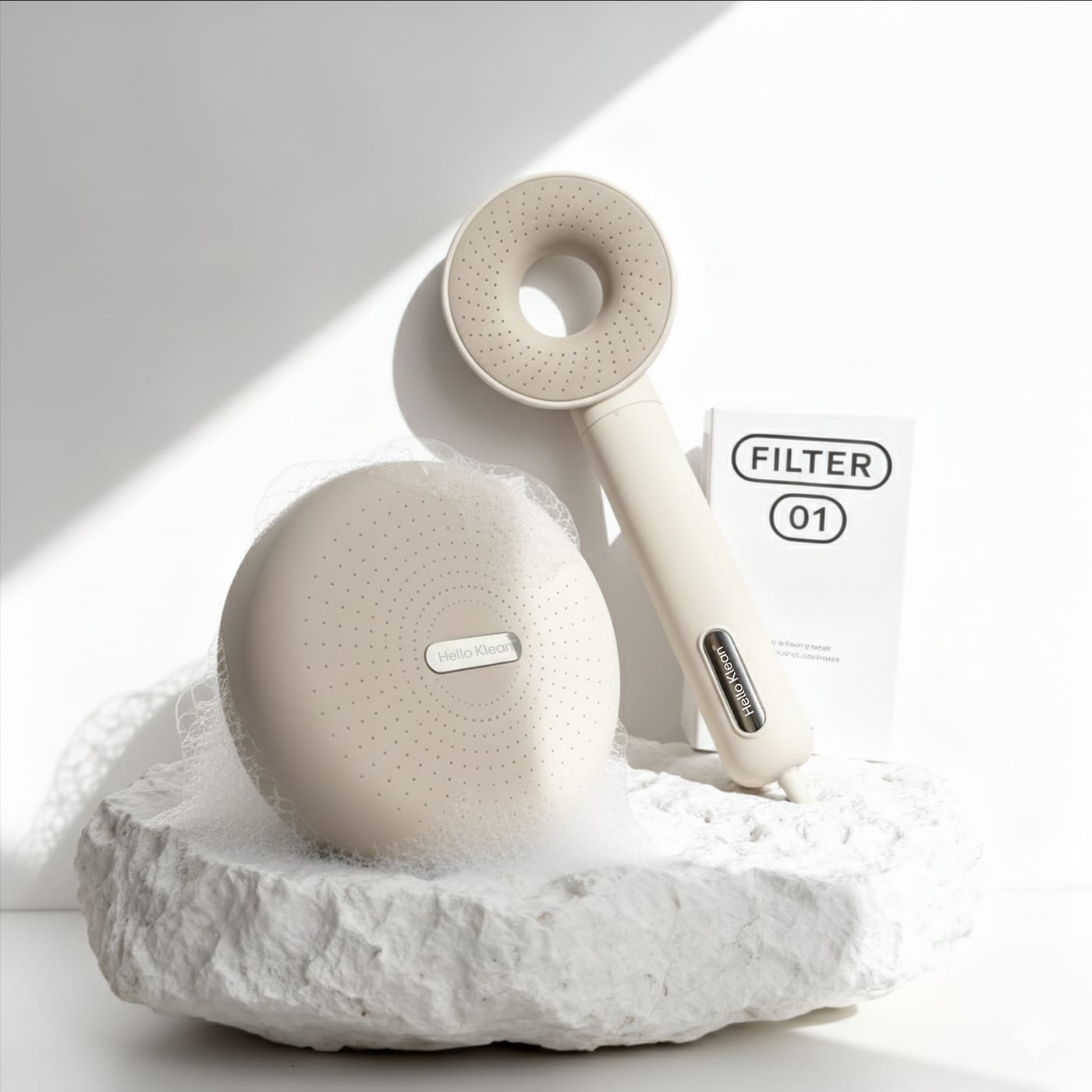 HelloKlean shower system — filter, showerhead and rain shower